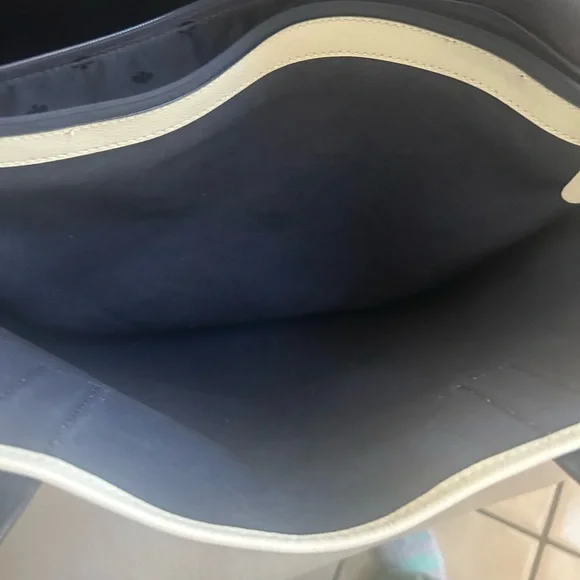 kate spade cream and navy and Tote Bag. 17”x13” - Picture 3 of 16